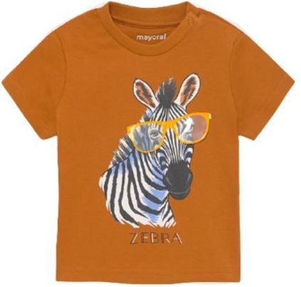 MAYORAL chlapecké tričko KR zebra v brýlích, hnědá - 86 cm - obrázek 1