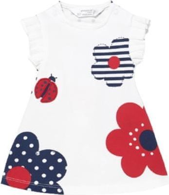 MAYORAL dívčí šaty s květy, bílá/modrá/červená - 70 cm - obrázek 1