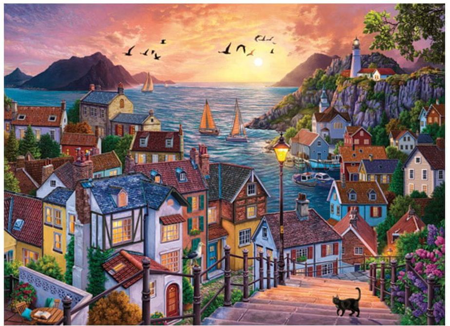 AnaTolian Puzzle Pobřežní město při západu slunce 1000 dílků - obrázek 1