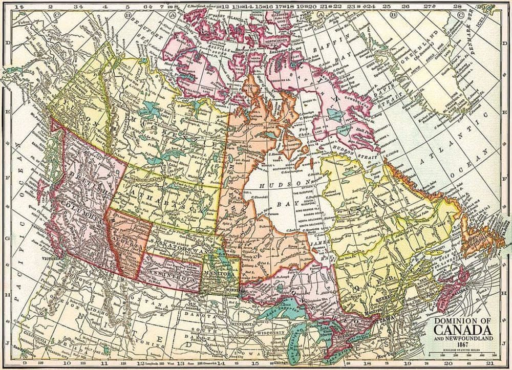 EuroGraphics Puzzle Mapa Kanady r.1867, 1000 dílků - obrázek 1
