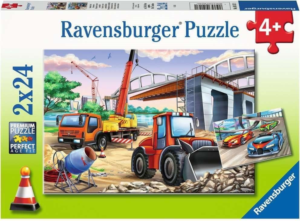 Ravensburger Puzzle Auta a stavební stroje 2x24 dílků - obrázek 1