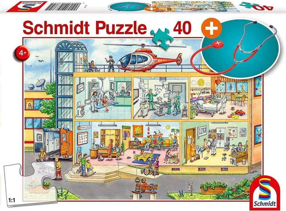 Schmidt Puzzle Dětská nemocnice 40 dílků + dětský stetoskop - obrázek 1