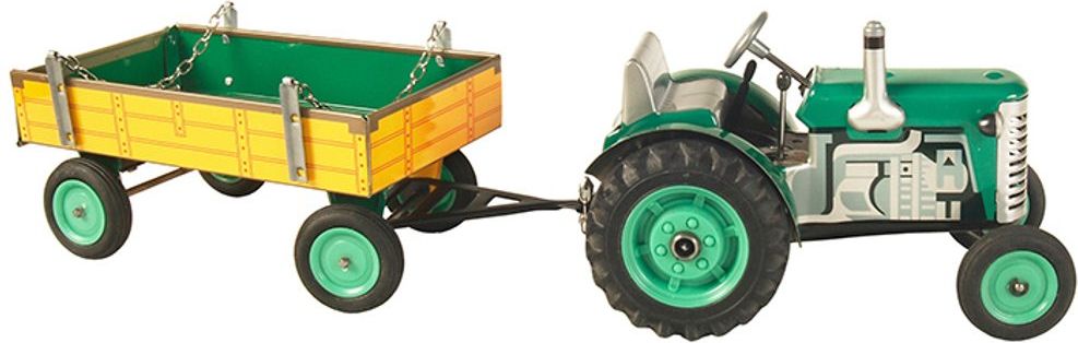 Kovap Traktor Zetor s valníkem, červený, zelený plastová kola - obrázek 4