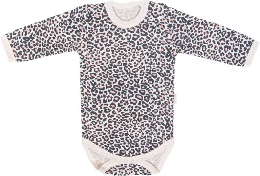 Mamatti Dětské body dl. rukáv, Gepardík, bílé se vzorem, vel. 80 - obrázek 1
