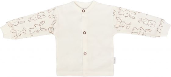 Mamatti Novozenecká bavlněná košilka, kabátek, Králíček - krémová s potiskem - obrázek 1