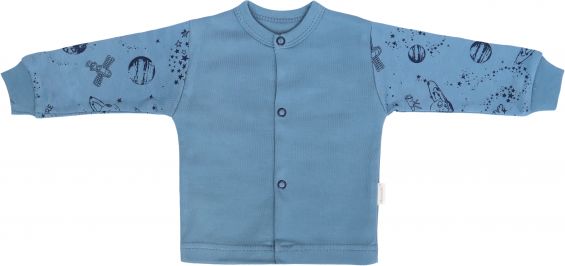 Mamatti Novozenecká bavlněná košilka, kabátek, Vesmír - modrá s potiskem, vel. 56 - obrázek 1