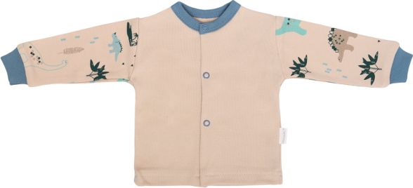Mamatti Novozenecká bavlněná košilka, kabátek, Dinosaurus - krémová s potiskem - obrázek 1
