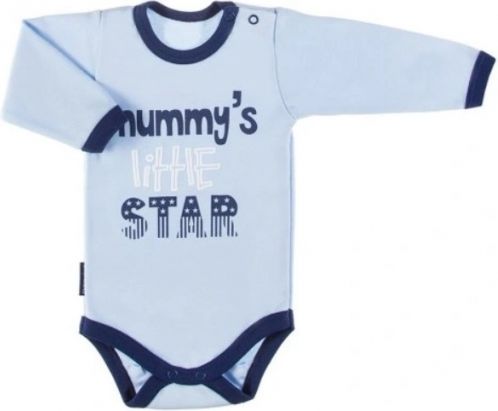 EEVI Kojenecké body dl. rukáv, zapínání u krku Mummy´s little star - modré - obrázek 1