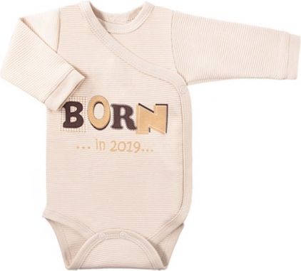 EEVI Kojenecké body dl. rukáv, zapínání bokem Happy Baby - béžové - obrázek 1