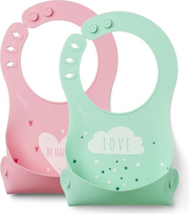 Silikonový bryndák Nuvita Pink/Green - obrázek 1