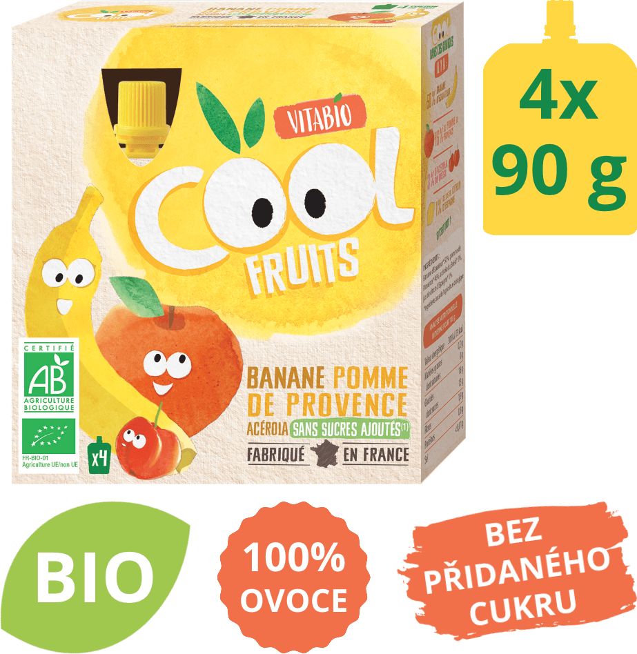 Ovocné BIO kapsičky 4x90g Vitabio Cool Fruits jablko, banán a acerola - obrázek 1