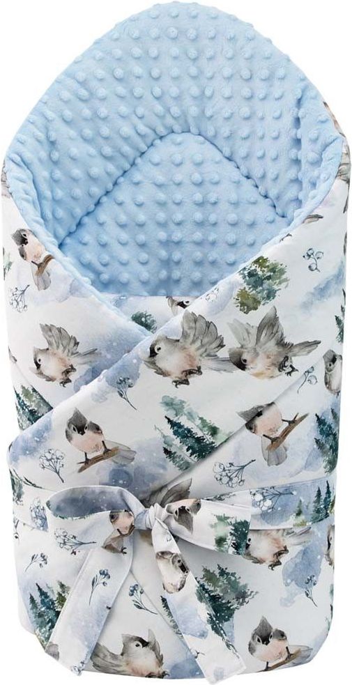 Luxusní oboustranná zavinovačka 85 x 85 cm Esito Minky Ptáčci 3 v 1 - Modrá - obrázek 2