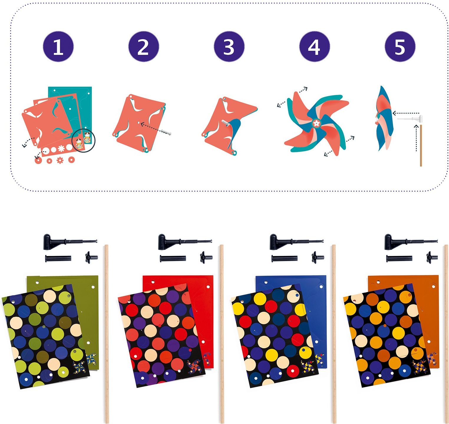 Djeco DIY Puntíkové větrníky k dotvoření - obrázek 4