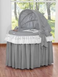 Koš proutěný s boudičkou a výbavou - KORUNA antracit - My Sweet Baby      varianta výšivky LITTLE PRINCESS (pro holčičku) - obrázek 1