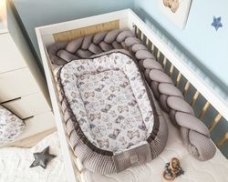 Hnízdečko oboustranné s Velvet - SAFARI LUX se šedou - BabyNellys - obrázek 1