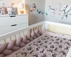 Mantinel copánkový kolem celé postýlky VAFLE - ZEBRA LUX pudrově růžový - BabyNellys - obrázek 3