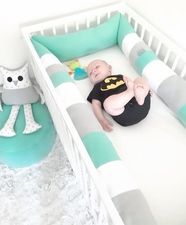 Mantinel kolem celé postýlky 4-dílný fleece - VÁLEC bílo-šedo-mátotý - Ivemababy - obrázek 1