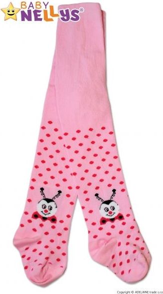 Bavlněné punčocháče Baby Nellys ®  - Beruška růžové s puntíky - 92 (18-24m) - obrázek 1