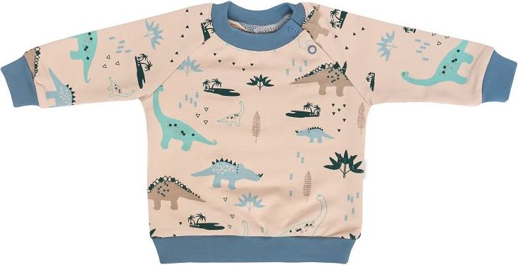 Mamatti Dětská tepláková souprava zapínání na boku Dinosaurus - krémová/modrá, vel. 80 - 80 (9-12m) - obrázek 2