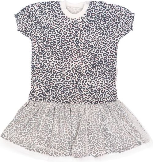 Mamatti Dětské šaty s týlem, kr. rukáv, Gepardík, bílé se vzorem, vel. 86 - 86 (12-18m) - obrázek 1