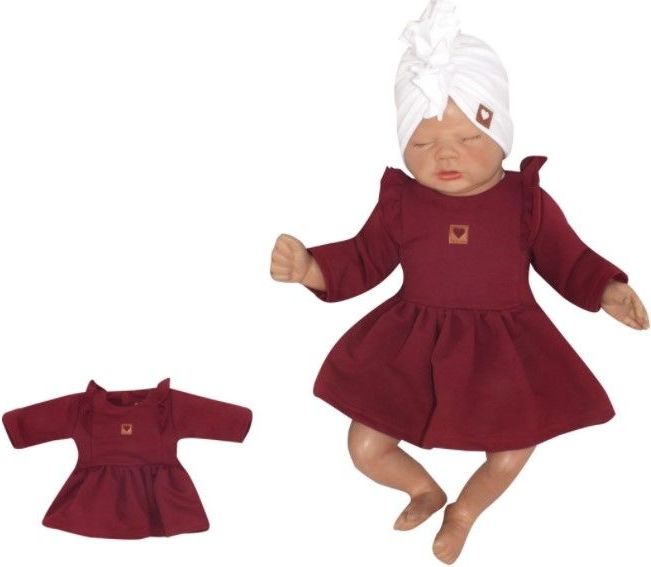 Z& Z Dětské teplákové šatičky/tunika Princess - bordó, vel. 74 - 74 (6-9m) - obrázek 1