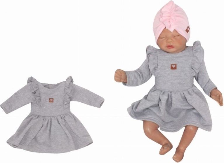 Z& Z Dětské teplákové šatičky/tunika Princess - šedé, vel. 68 - 68 (4-6m) - obrázek 1