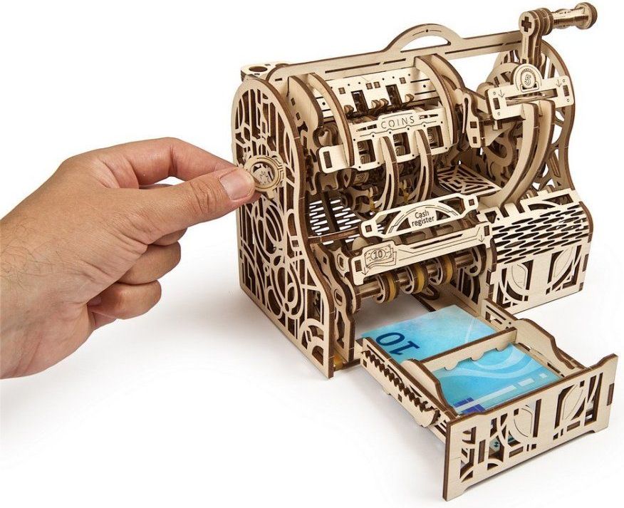 Ugears 3D dřevěné mechanické puzzle pokladna - obrázek 4
