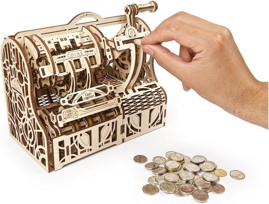 Ugears 3D dřevěné mechanické puzzle pokladna - obrázek 5