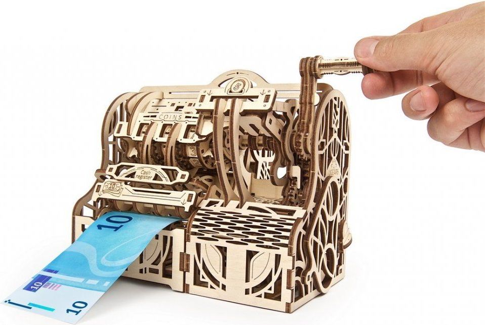 Ugears 3D dřevěné mechanické puzzle pokladna - obrázek 7