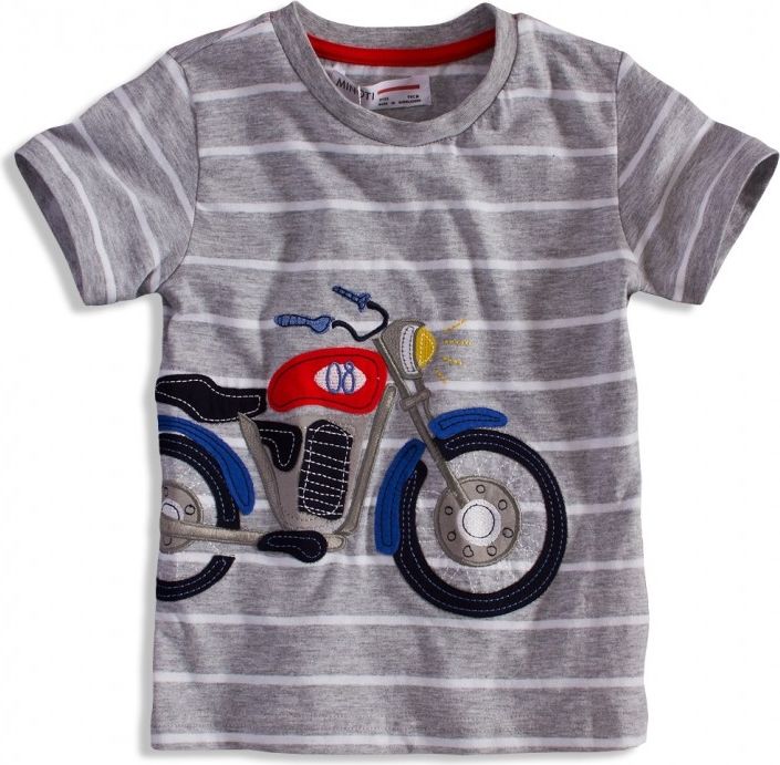 Minoti dětské tričko s motorkou šedá vel. 80cm - obrázek 1