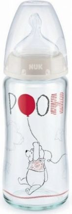 NUK Antikoliková skleněná lahvička FIRST CHOICE Medvídek Pooh 0-6 m - šedá - obrázek 1