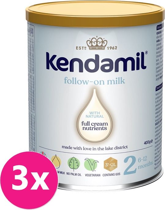 3x KENDAMIL Pokračovací mléko 2 (400 g) DHA+ - obrázek 1