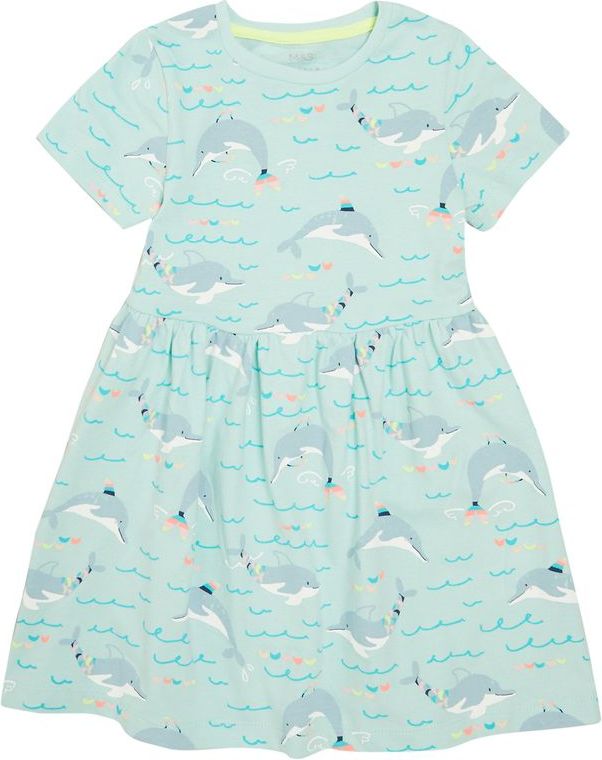 Marks & Spencer Šaty z organické bavlny s potiskem delfína (2–7 let) AQUA 3-4 roky - obrázek 1