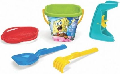 Sada na písek 5ks Sponge Bob plast 3 druhy v síťce 20x26x20cm 12m+ Wader - obrázek 1