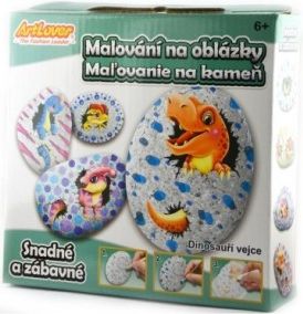 Malování na oblázky/kameny Dinosauří vejce kreativní sada v krabičce 15x14,5x4cm - obrázek 1