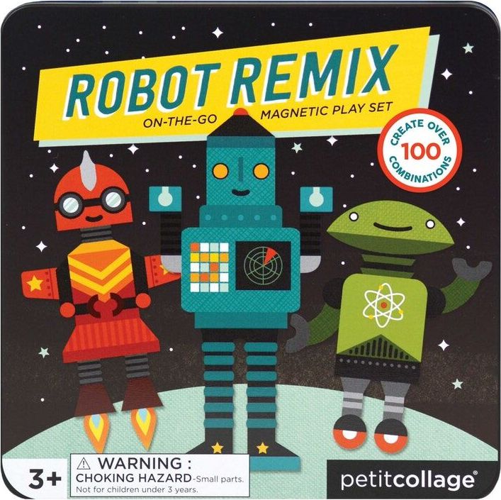 Petit Collage Petitcollage Magnetická knížka Roboti - poškozená kovová krabička - obrázek 1
