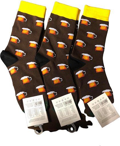 Dámské ponožky s motivem piva, hnědé, vel. 39-43 - obrázek 1