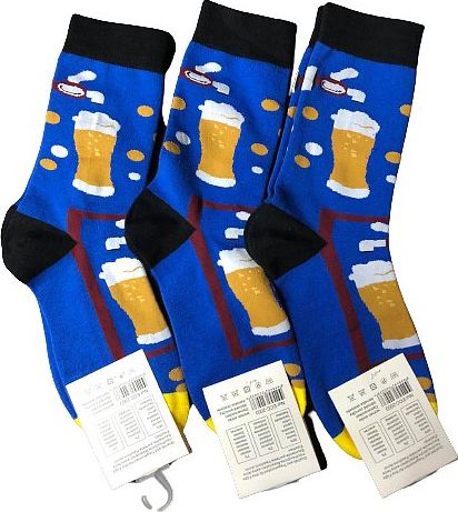 Dámské ponožky s motivem piva, modré Varianta: vel. 35-39 - obrázek 1