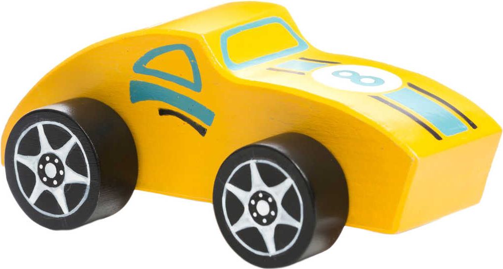 CUBIKA DŘEVO Baby autíčko 12cm žlutá závodnička *DŘEVĚNÉ HRAČKY* - obrázek 3