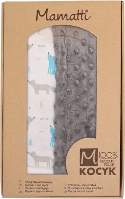 Mamatti Dětská oboustranná bavlněná deka s minky 80 x 90 cm, Liška, bílá se vzorem - obrázek 1