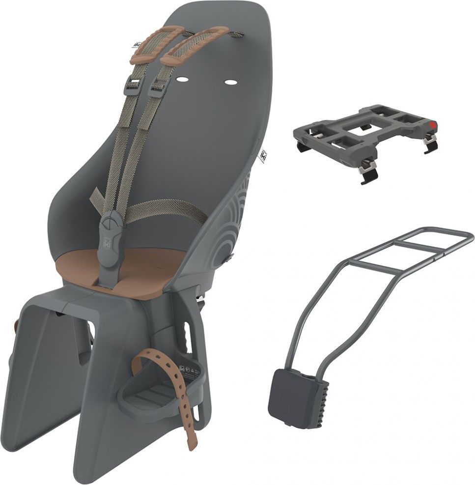 Zadní sedačka na kolo s adaptérem a nosičem na sedlovku Urban Iki Set Grey/Brown 2021 - obrázek 1