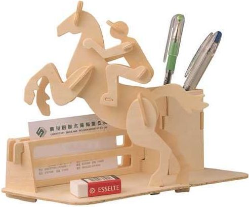 Woodcraft construction kit Woodcraft Dřevěné 3D puzzle stojánek na tužky dostihy - obrázek 3