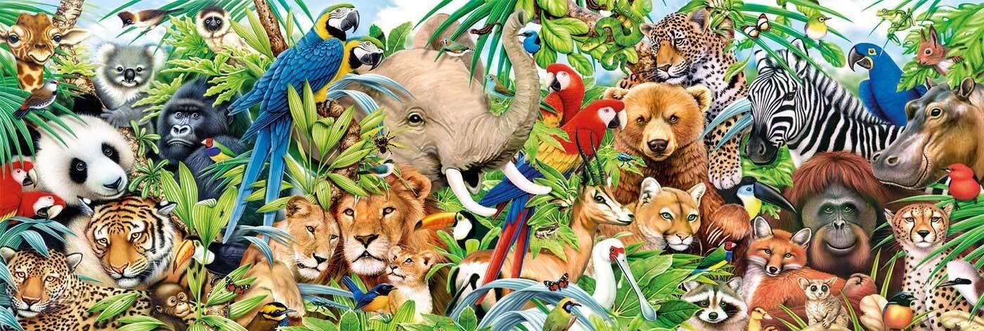 CLEMENTONI Panoramatické puzzle Divoká zvířata 1000 dílků - obrázek 1