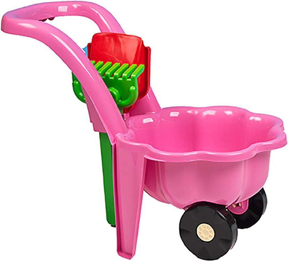 BAYO Dětské zahradní kolečko s lopatkou a hráběmi BAYO Sedmikráska růžové Růžová - obrázek 1