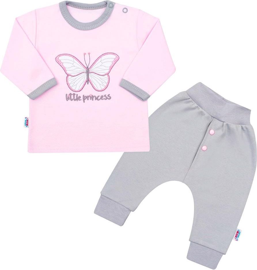 NEW BABY 2-dílná kojenecká bavlněná soupravička New Baby Little Princess růžovo-šedá Růžová 86 (12-18m) - obrázek 1