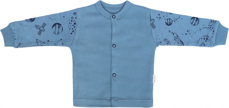Mamatti Mamatti Novozenecká bavlněná košilka, kabátek, Vesmír - modrá s potiskem, vel. 74 - obrázek 1