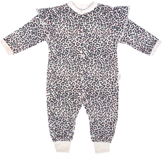 Mamatti Mamatti Dětský bavlněný overal bez šlapek Gepardík, bílý se vzorem, vel. 86 - obrázek 1