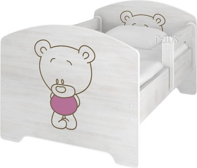 NELLYS NELLYS Dětská postel BABY BEAR růžový v barvě norské borovice, 160 x 80    matrace zdarma - obrázek 1