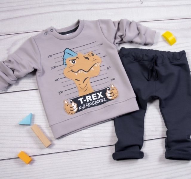 K-Baby K-Baby Tepláková souprava T-Rex, šedá, granát, vel. 86 - obrázek 1