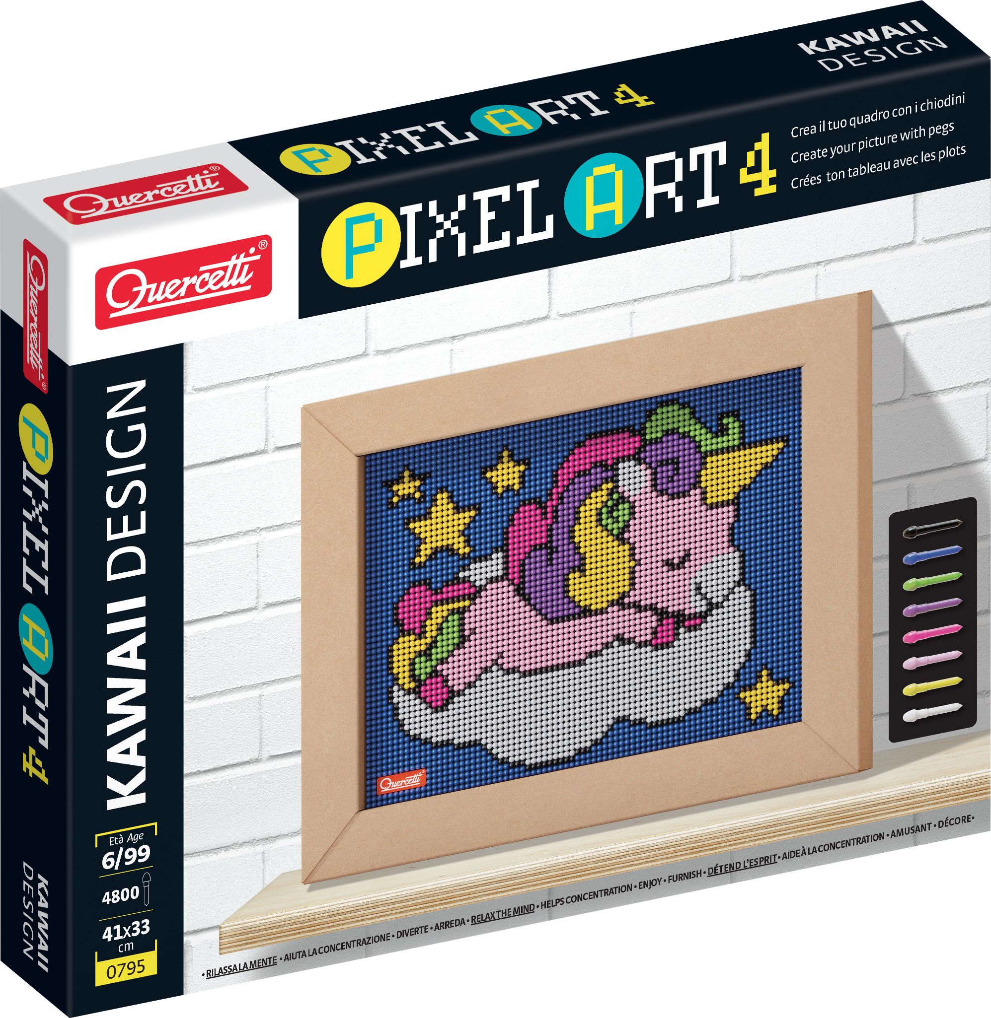 Quercetti Pixel Art 4 Kawaii Unicorn – mozaika z kolíčků - obrázek 2
